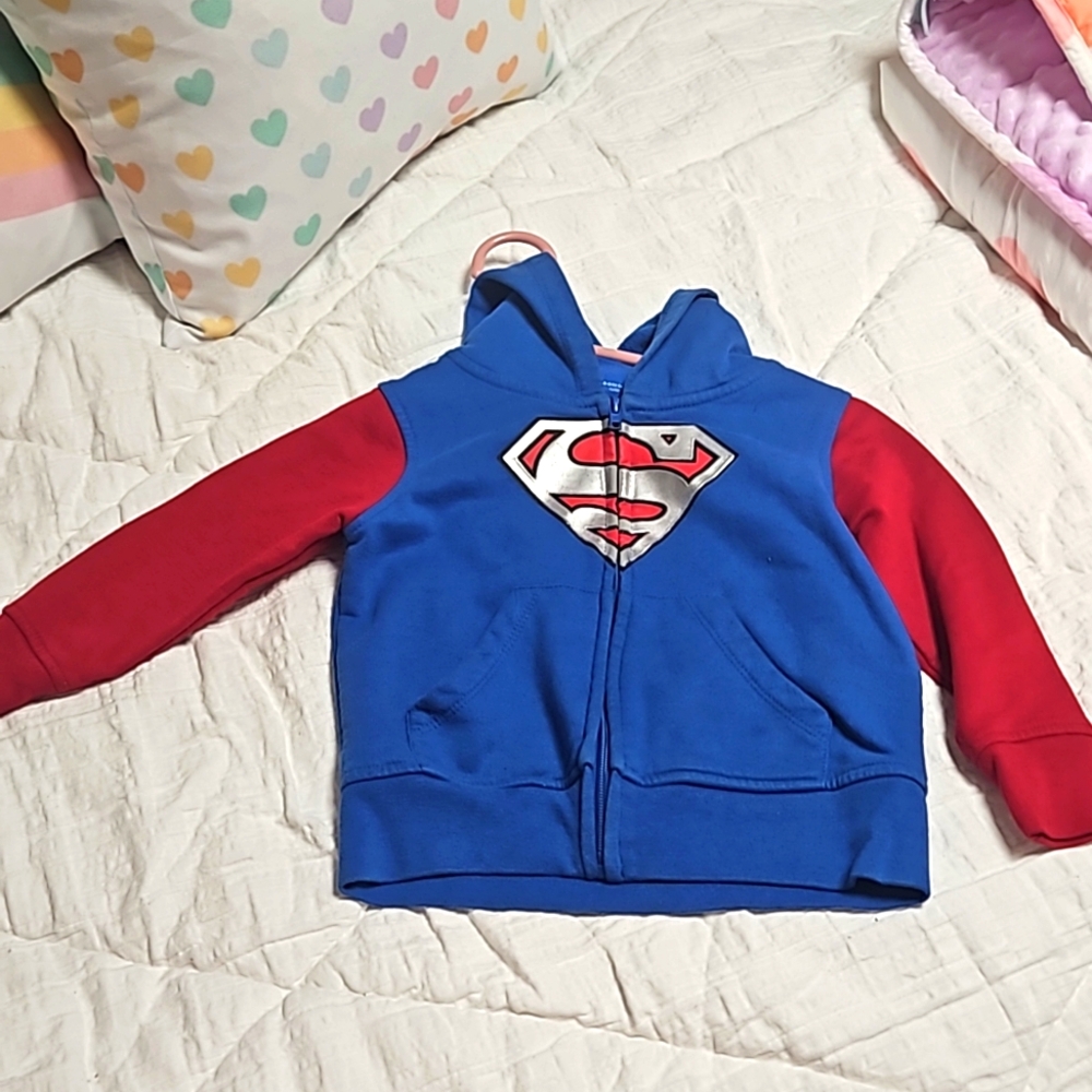 Superwoman red and blue zip-up jacket size 3T